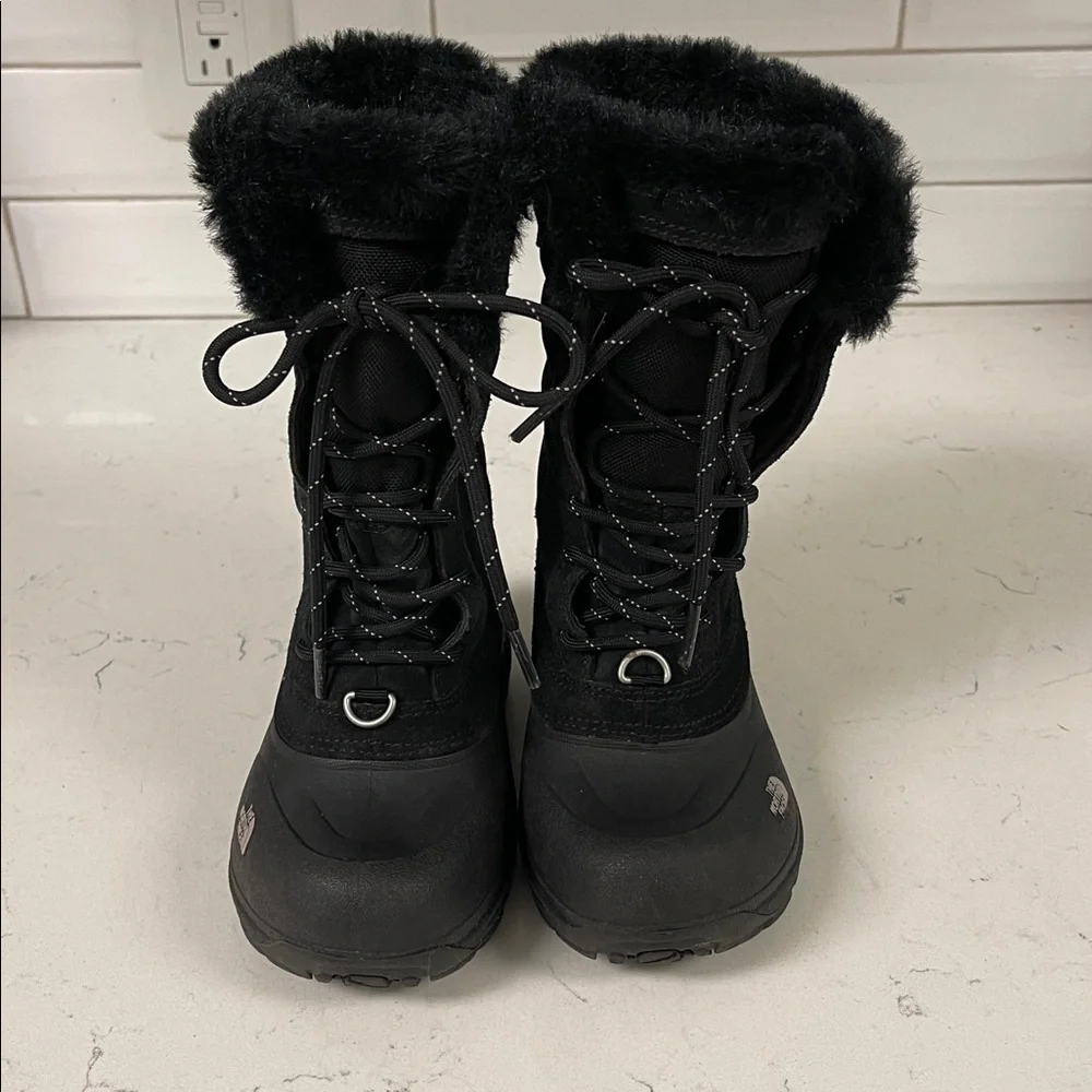 The North Face Kids' Shellista Lace Waterproof Black Fur-Lined Boots Size 11